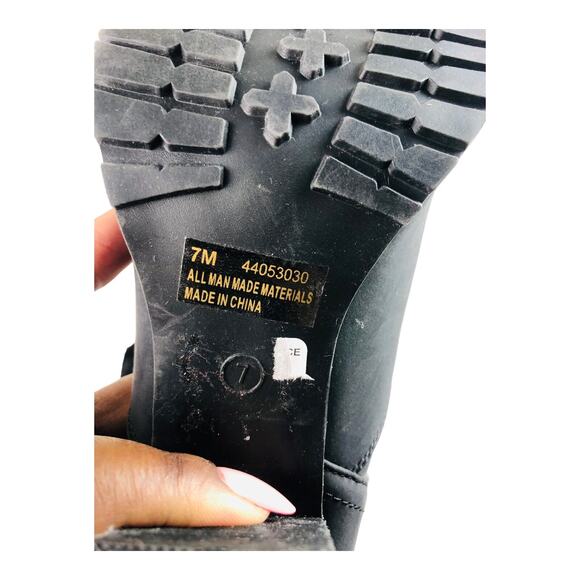 Comfort Plus Womens Black Chunky High Heeled Lace Up Combat Boot Faux Fur Size 7 - Picture 7 of 7